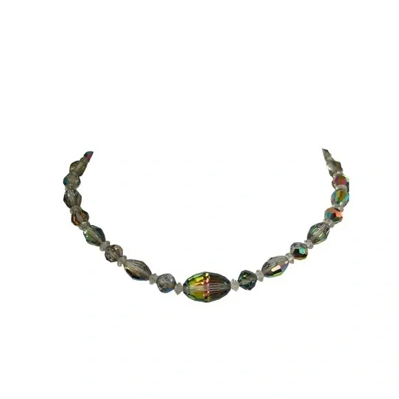 Gorgeous Vintage Smoked Heliotrope Crystal Necklace‎